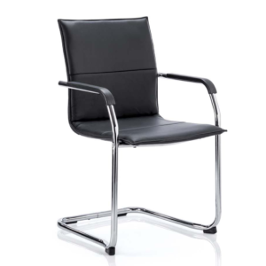 OE - Echo Medium Back Leather Cantilever Visitor Chair with Arms