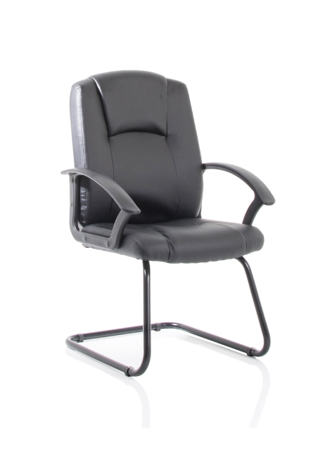 OE - Bella Medium Back Black Bonded Leather Black Frame Cantilever Visitor Chair