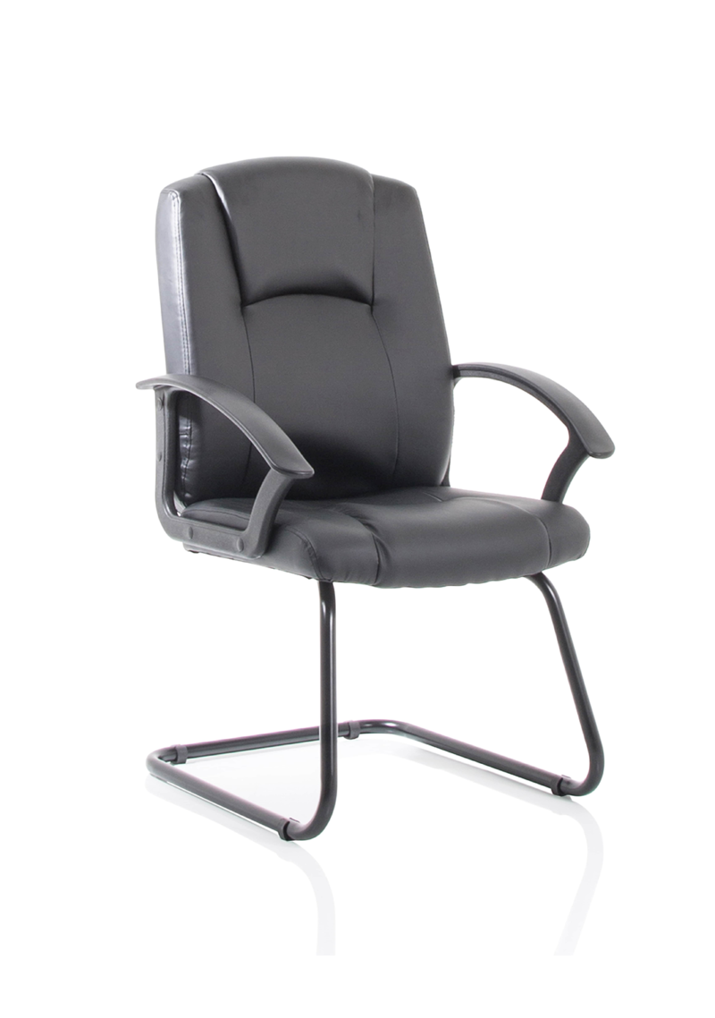 OE - Bella Medium Back Black Bonded Leather Black Frame Cantilever Visitor Chair