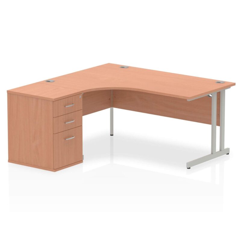 OE - Impulse 1600mm Cantilever Left Crescent Desk Workstation - Image 2