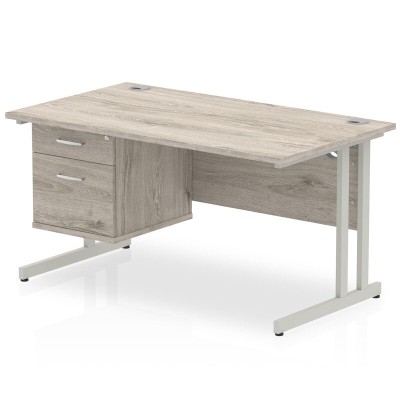 OE - Impulse 1400mm Cantilever Straight Desk With Single Fixed Pedestal - Image 2