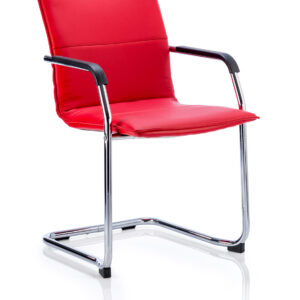 Echo Medium Back Leather Cantilever Visitor Chair with Arms - Image 9