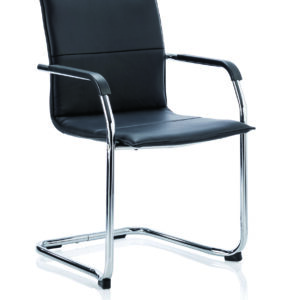 Echo Medium Back Leather Cantilever Visitor Chair with Arms
