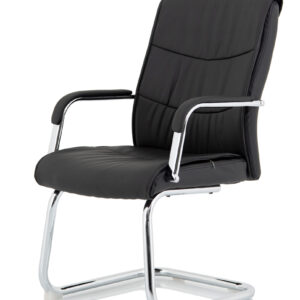 Carter Medium Back Black Leather Cantilever Visitor Office Chair with Arms - Image 2
