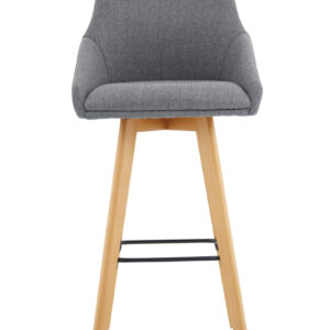 Carmen Grey Fabric Wooden Leg High Stool Chair - Image 2