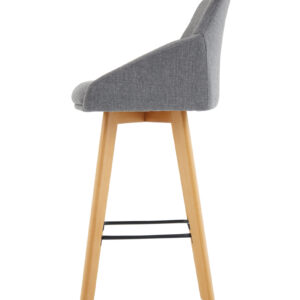 Carmen Grey Fabric Wooden Leg High Stool Chair - Image 4