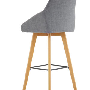Carmen Grey Fabric Wooden Leg High Stool Chair - Image 5