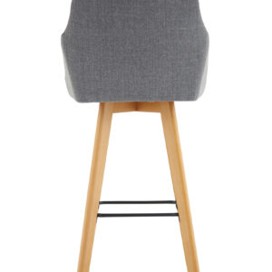 Carmen Grey Fabric Wooden Leg High Stool Chair - Image 6
