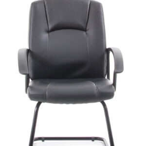 Bella Medium Back Black Bonded Leather Black Frame Cantilever Visitor Chair - Image 2