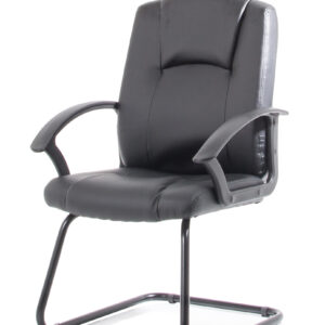 Bella Medium Back Black Bonded Leather Black Frame Cantilever Visitor Chair - Image 3