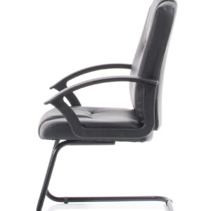 Bella Medium Back Black Bonded Leather Black Frame Cantilever Visitor Chair - Image 4