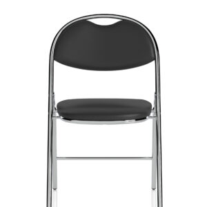 Milan High Back Black Vinyl Chrome Frame Folding Visitor Chair - Image 2