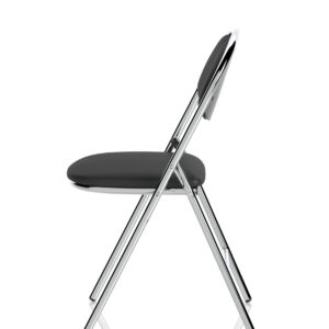 Milan High Back Black Vinyl Chrome Frame Folding Visitor Chair - Image 4