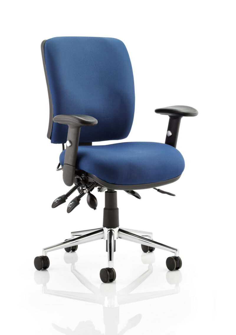 Impulse 1600mm Cantilever Straight Desk With Mobile Pedestal and Chiro Medium Back Blue Operator Chair - Image 68