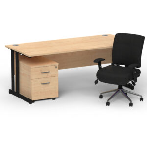 Impulse 1800mm Cantilever Straight Desk With Mobile Pedestal and Chiro Medium Back Black Operator Chair - Image 51