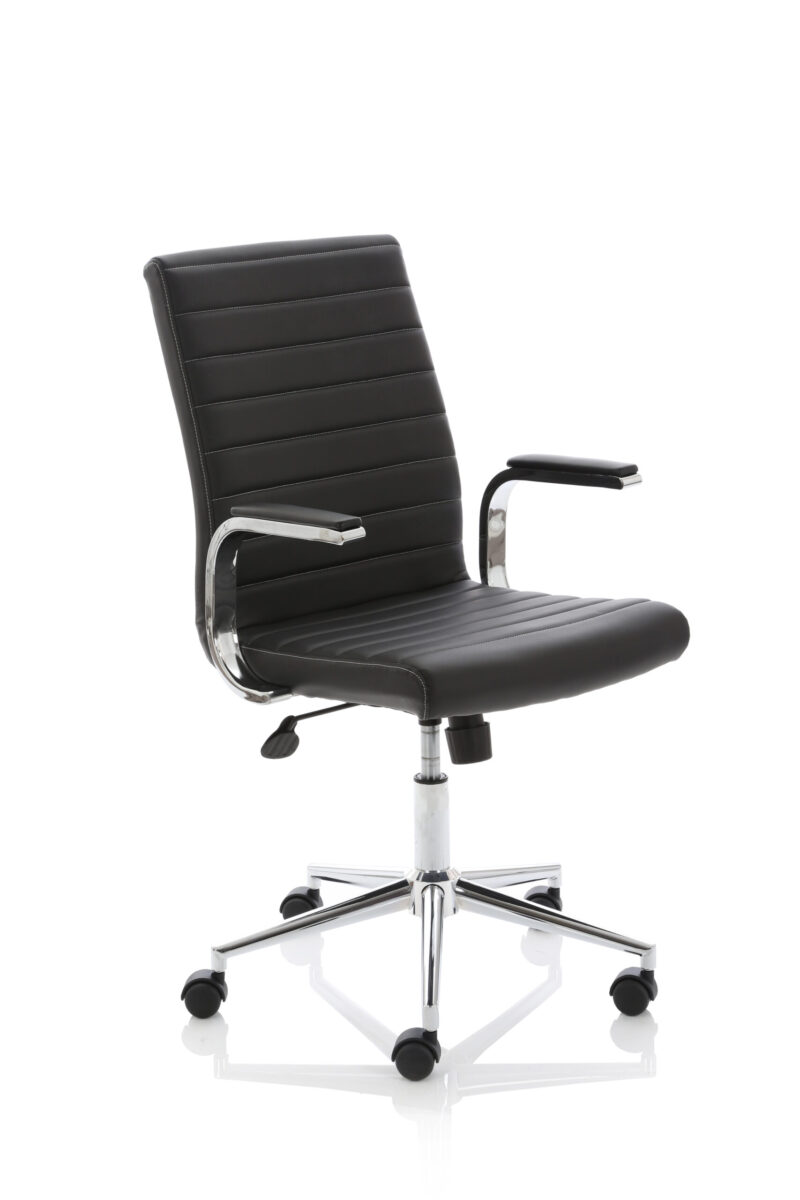 Impulse 1600mm Cantilever Straight Desk With Mobile Pedestal and Ezra Black Executive Chair - Image 4