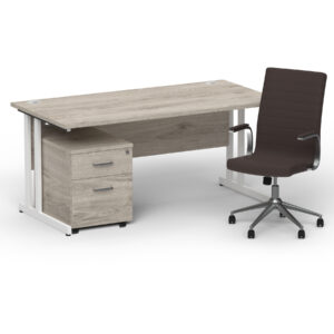 Impulse 1600mm Cantilever Straight Desk With Mobile Pedestal and Ezra Brown Executive Chair - Image 35