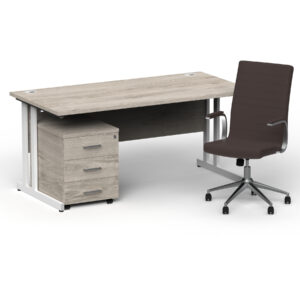 Impulse 1600mm Cantilever Straight Desk With Mobile Pedestal and Ezra Brown Executive Chair - Image 47