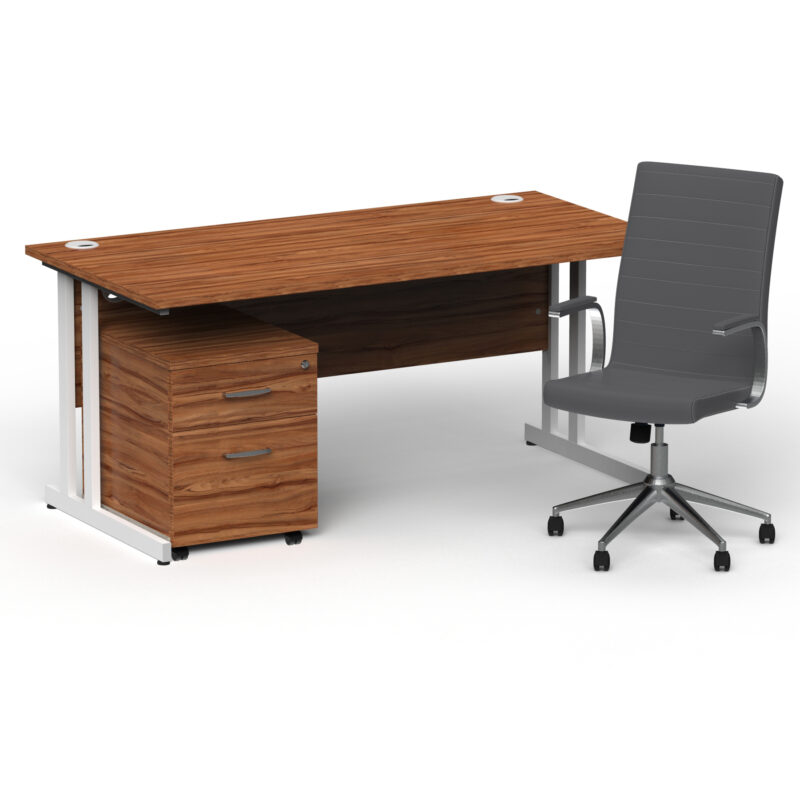 Impulse 1600mm Cantilever Straight Desk With Mobile Pedestal and Ezra Grey Executive Chair - Image 31