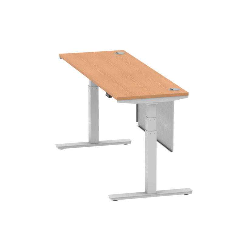 Air Height Adjustable Slimline Desk With Cable Ports With Steel Modesty Panel - Image 286