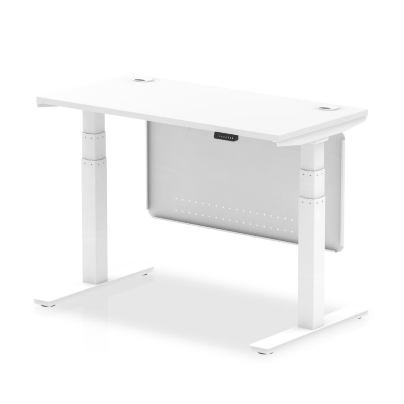Air Height Adjustable Slimline Desk With Cable Ports With Steel Modesty Panel - Image 9