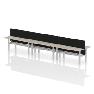 Air Back-to-Back Slimline Height Adjustable Bench Desk - 6 Person with Black Straight Screen - Image 71