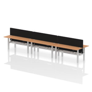 Air Back-to-Back Slimline Height Adjustable Bench Desk - 6 Person with Black Straight Screen - Image 77