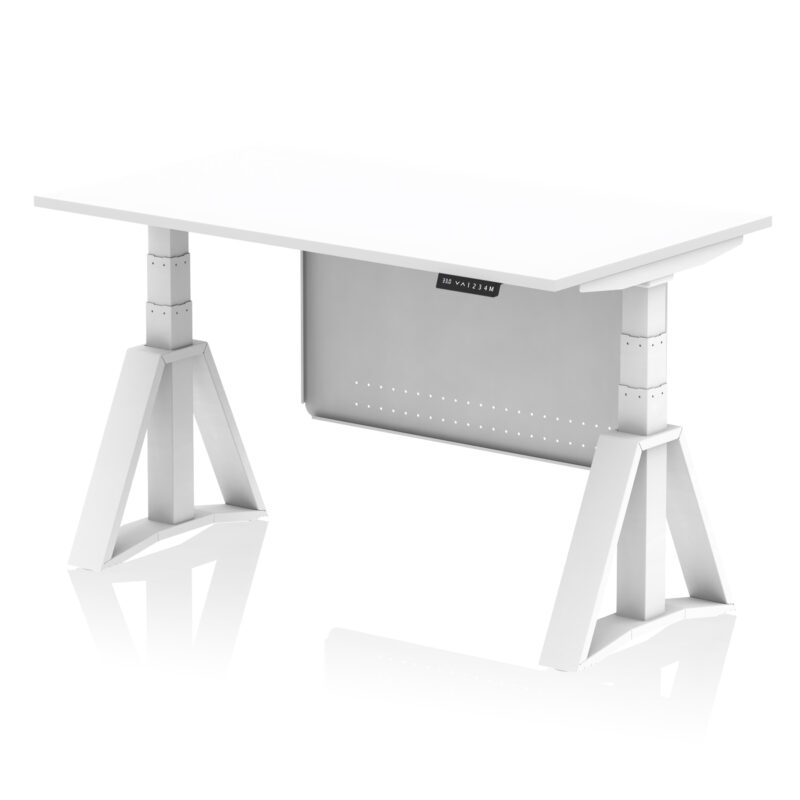 Air Height Adjustable Desk without Cable Ports With Steel Modesty Panel With Piste Foot - Image 30