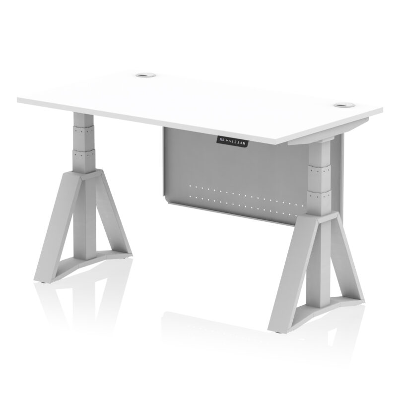 Air Height Adjustable Desk With Cable Ports With Steel Modesty Panel With Piste Foot - Image 10