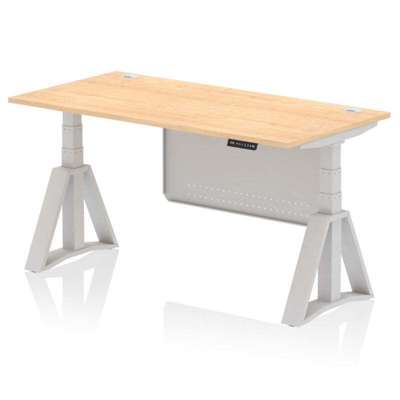 Air Height Adjustable Desk With Cable Ports With Steel Modesty Panel With Piste Foot - Image 15