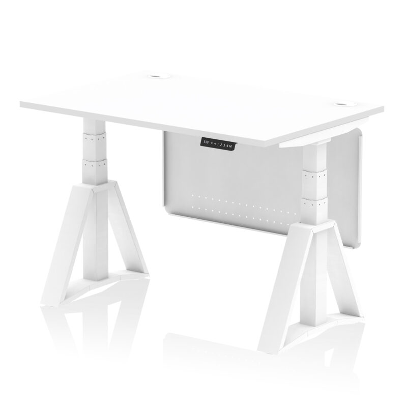 Air Height Adjustable Desk With Cable Ports With Steel Modesty Panel With Piste Foot - Image 29