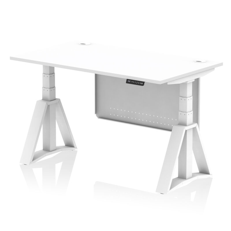 Air Height Adjustable Desk With Cable Ports With Steel Modesty Panel With Piste Foot - Image 30