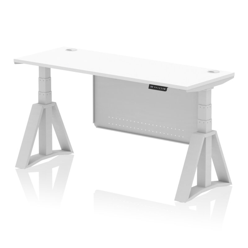 Air Height Adjustable Slimline Desk With Cable Ports With Steel Modesty Panel With Piste Foot - Image 11