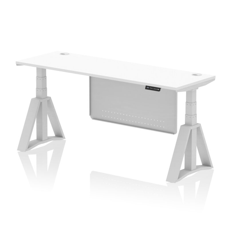 Air Height Adjustable Slimline Desk With Cable Ports With Steel Modesty Panel With Piste Foot - Image 12