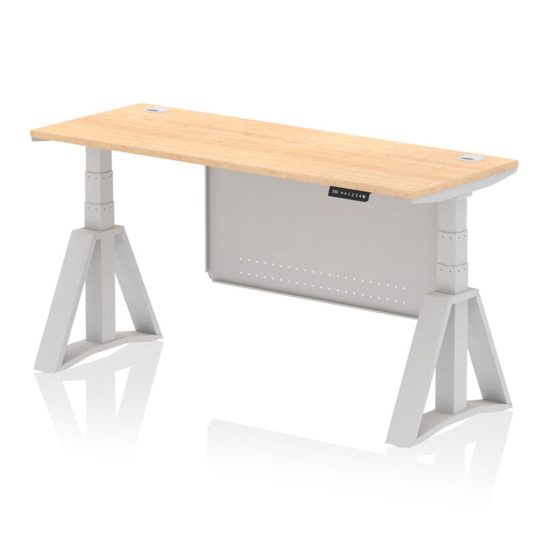Air Height Adjustable Slimline Desk With Cable Ports With Steel Modesty Panel With Piste Foot - Image 15