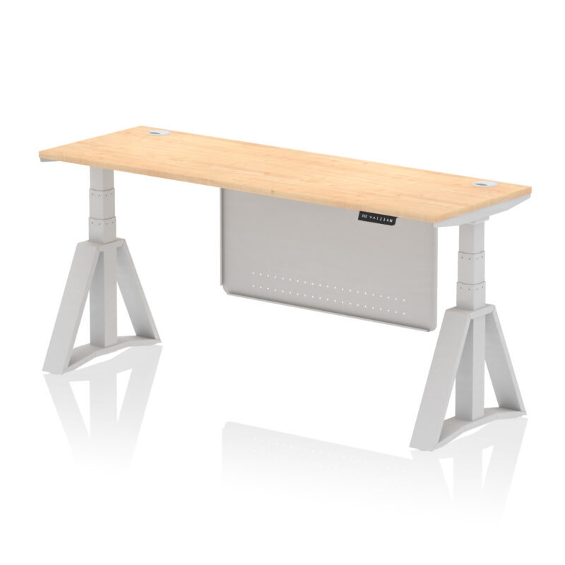 Air Height Adjustable Slimline Desk With Cable Ports With Steel Modesty Panel With Piste Foot - Image 16