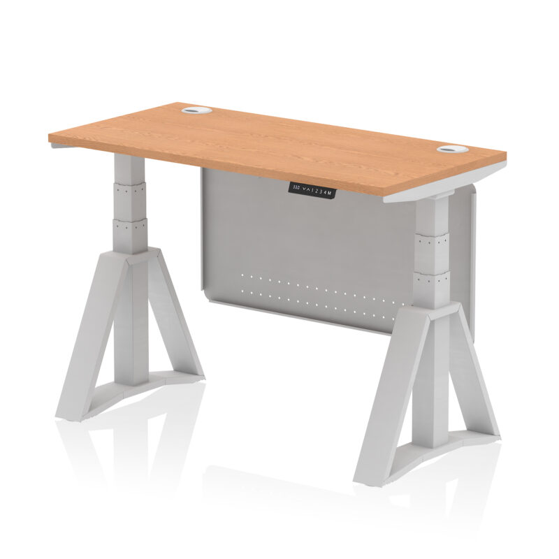 Air Height Adjustable Slimline Desk With Cable Ports With Steel Modesty Panel With Piste Foot - Image 17