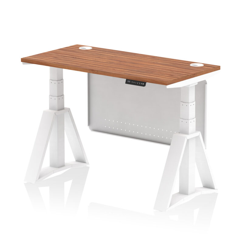 Air Height Adjustable Slimline Desk With Cable Ports With Steel Modesty Panel With Piste Foot - Image 25