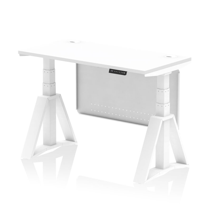 Air Height Adjustable Slimline Desk With Cable Ports With Steel Modesty Panel With Piste Foot - Image 29