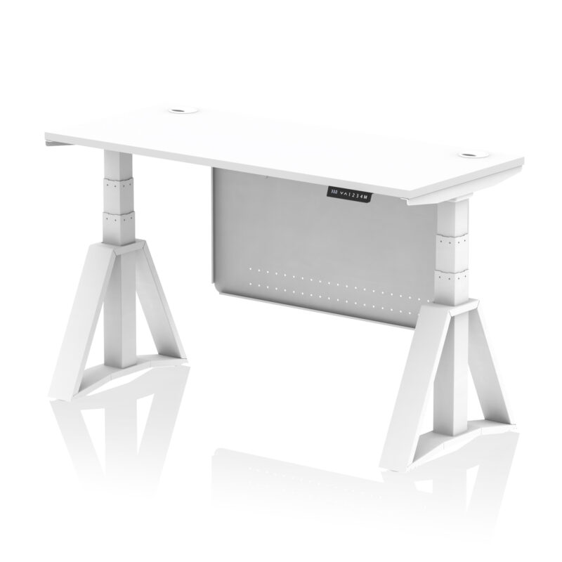 Air Height Adjustable Slimline Desk With Cable Ports With Steel Modesty Panel With Piste Foot - Image 30