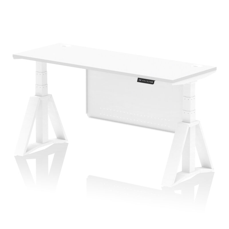 Air Height Adjustable Slimline Desk With Cable Ports With Steel Modesty Panel With Piste Foot - Image 31