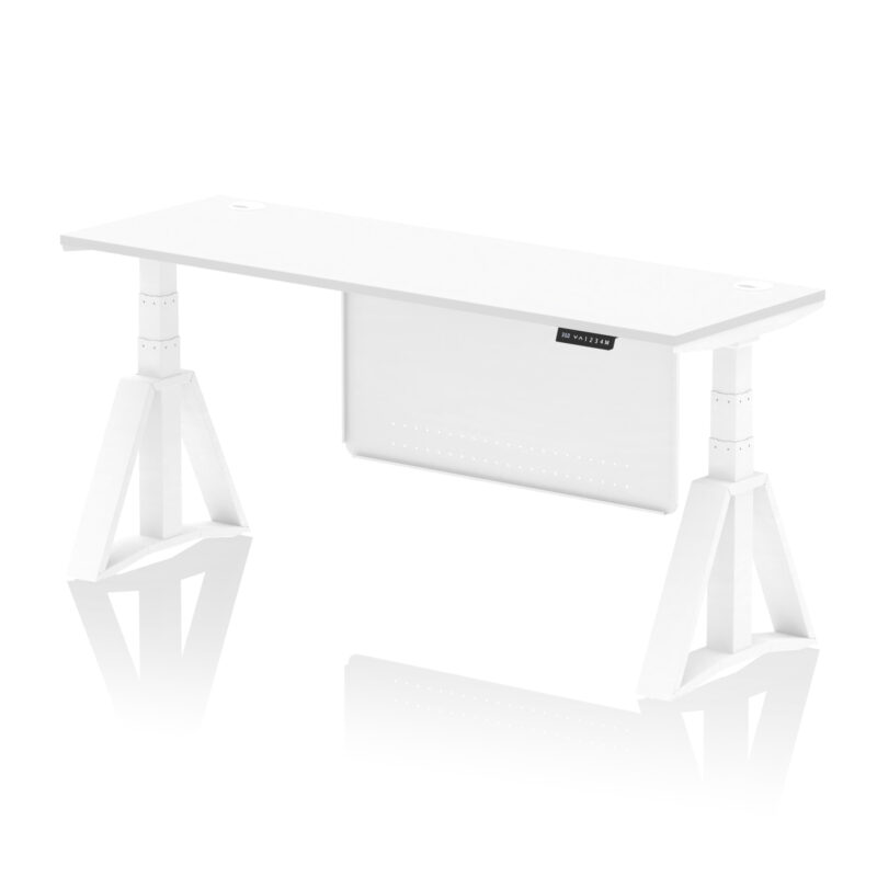 Air Height Adjustable Slimline Desk With Cable Ports With Steel Modesty Panel With Piste Foot - Image 32