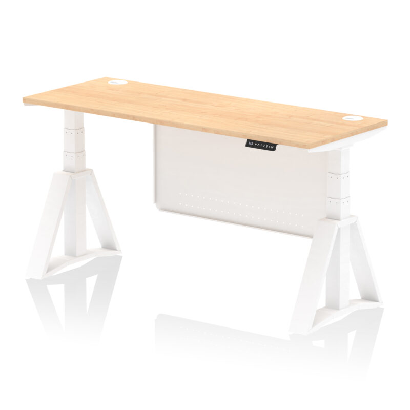 Air Height Adjustable Slimline Desk With Cable Ports With Steel Modesty Panel With Piste Foot - Image 35
