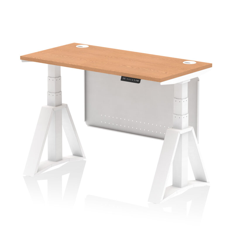 Air Height Adjustable Slimline Desk With Cable Ports With Steel Modesty Panel With Piste Foot - Image 37