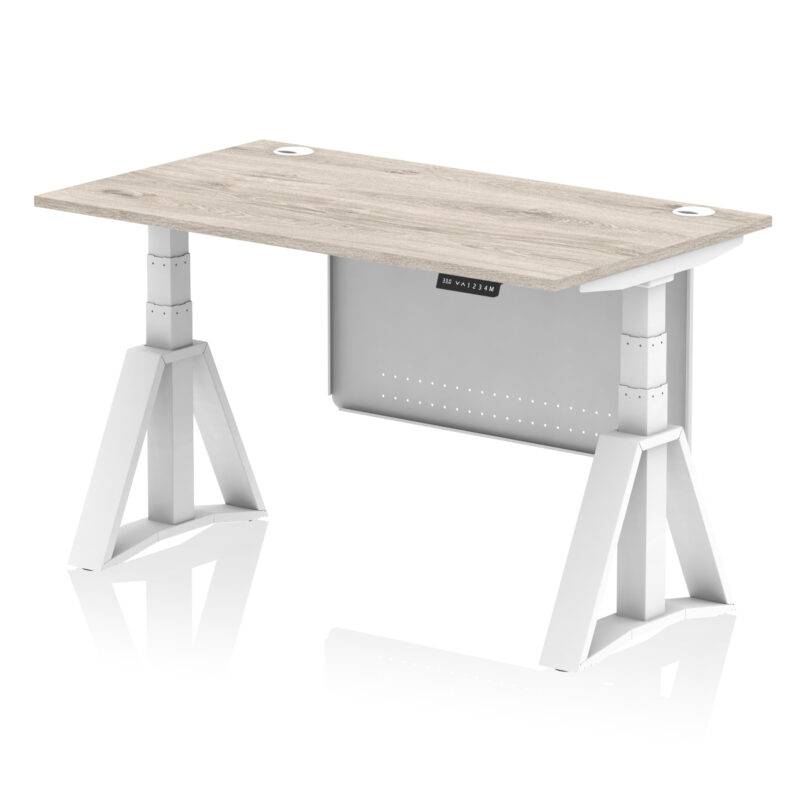 Air Height Adjustable Desk With Cable Ports With Steel Modesty Panel With Piste Foot - Image 44