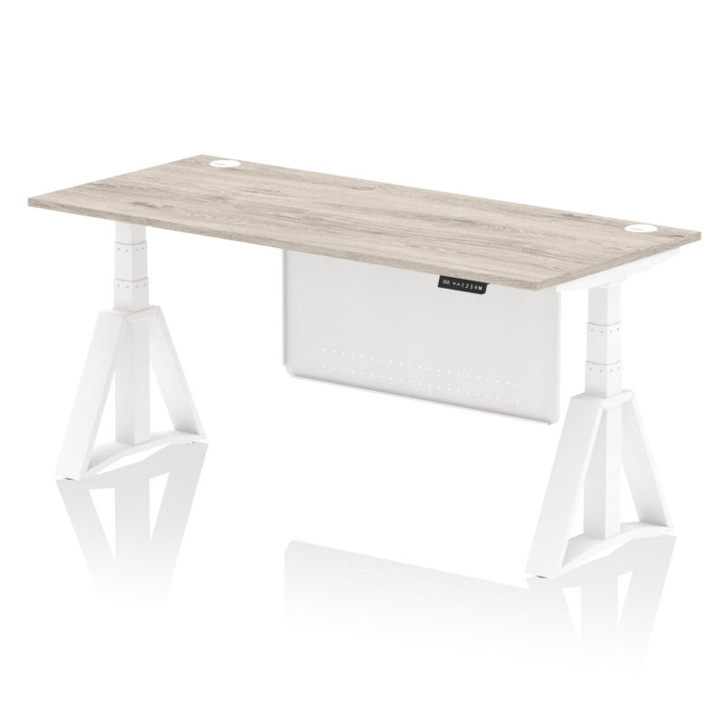 Air Height Adjustable Desk With Cable Ports With Steel Modesty Panel With Piste Foot - Image 48