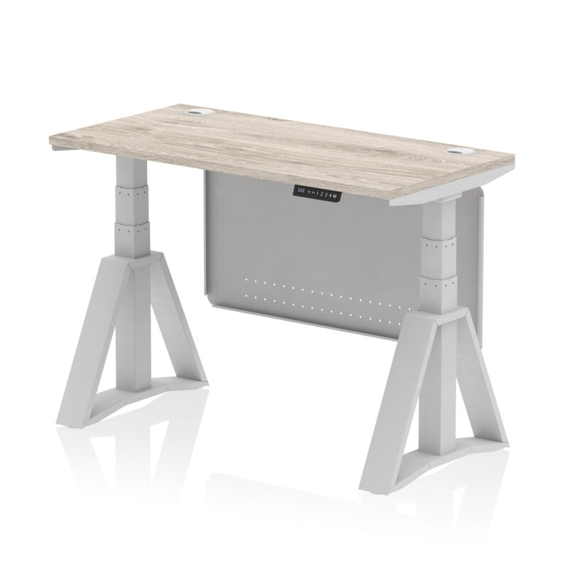Air Height Adjustable Slimline Desk With Cable Ports With Steel Modesty Panel With Piste Foot - Image 41
