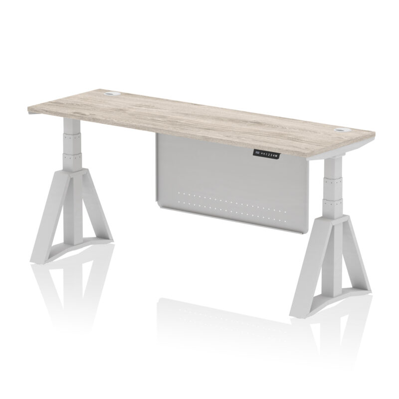 Air Height Adjustable Slimline Desk With Cable Ports With Steel Modesty Panel With Piste Foot - Image 44