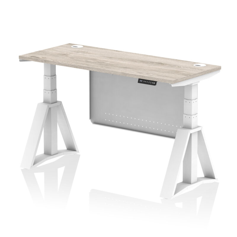 Air Height Adjustable Slimline Desk With Cable Ports With Steel Modesty Panel With Piste Foot - Image 46