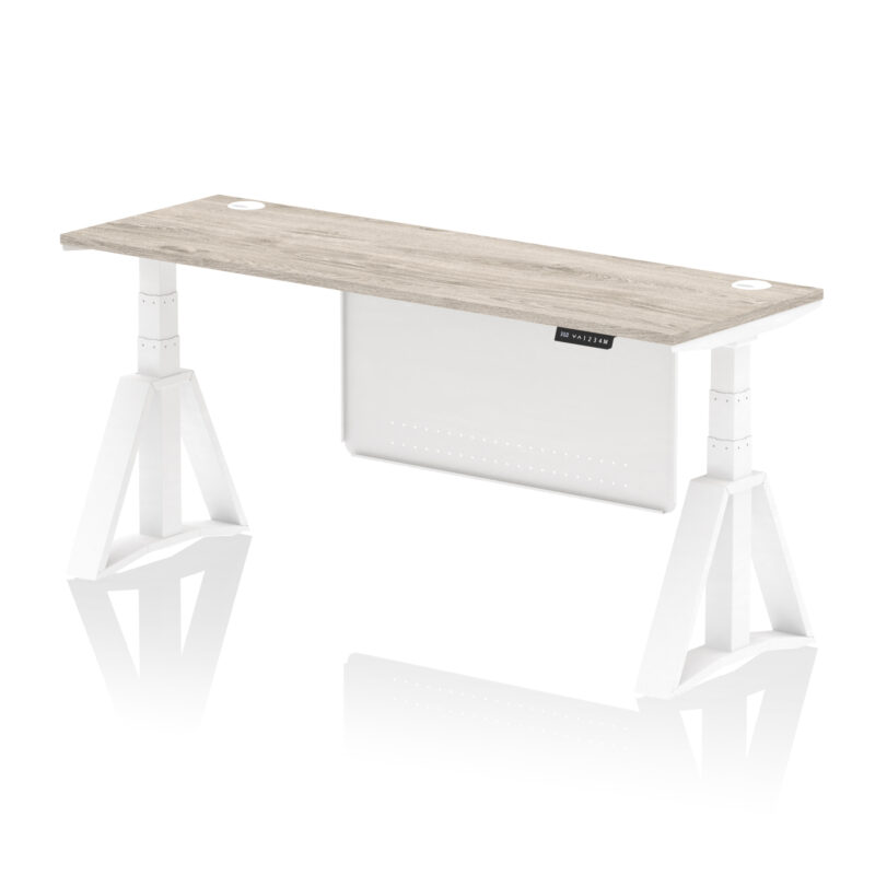 Air Height Adjustable Slimline Desk With Cable Ports With Steel Modesty Panel With Piste Foot - Image 48